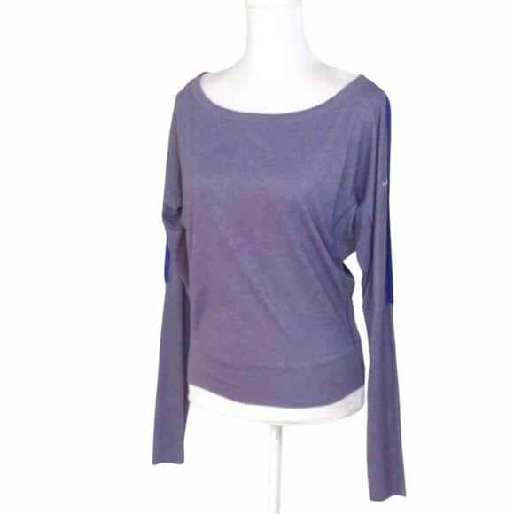 Nike Dri-Fit purple wide-neck long-sleeve top tee activewear athleisure XS - Picture 3 of 9
